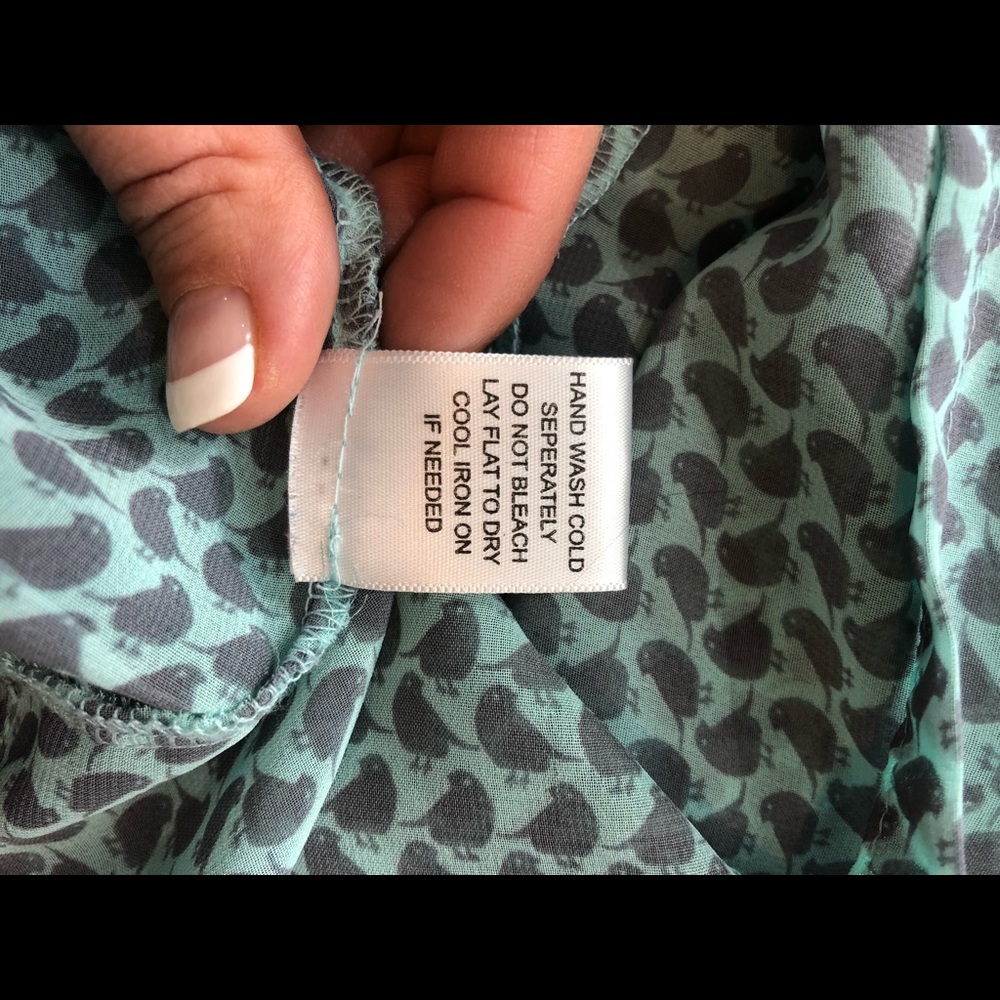 Robin-K Semi-Sheer Robin / Bird Print Ruffle Top - Picture 8 of 9